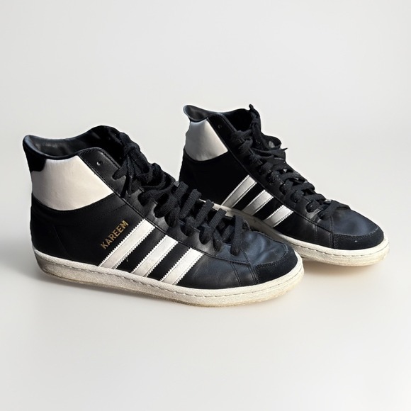 adidas Originals Jabbar Kareem Hi Black Off White Cream White Men's Size 10